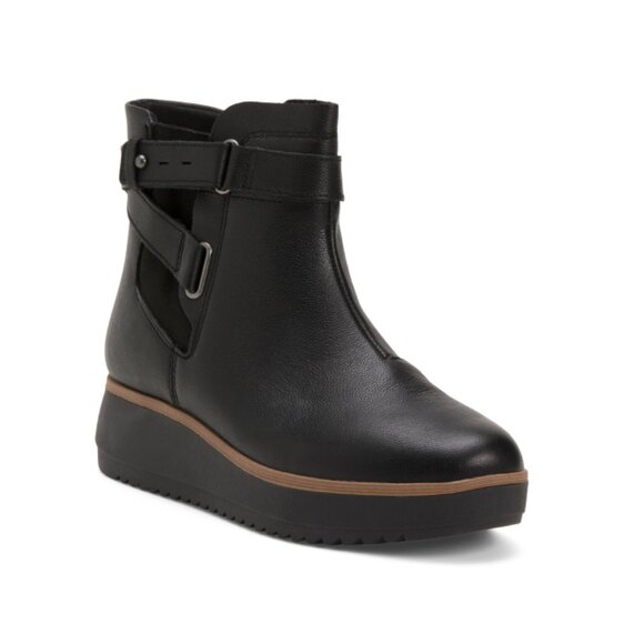 CLARKS Black Wide Suede Zylay Faye Comfort Boots - Picture 1 of 2
